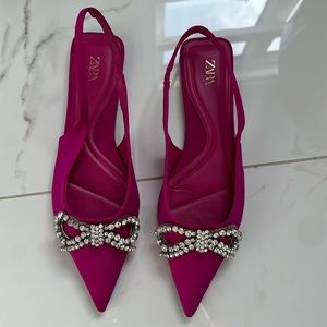 Pink Rhinestone Bow Flats